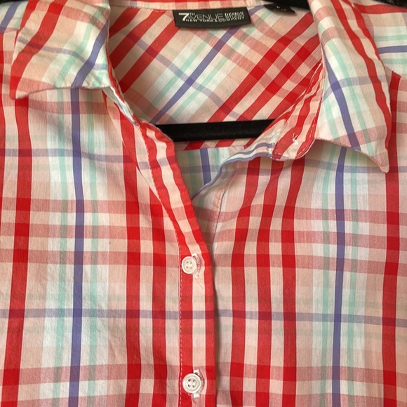 Check pattern, 3/4 length sleeve button down shirt - Picture 2 of 6